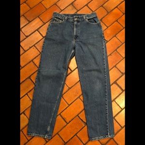 Vintage Crazy Horse dark wash jeans.